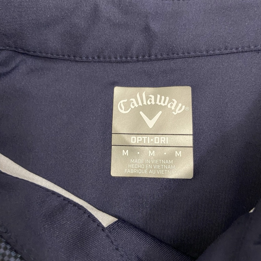 Callaway Men's Opti-Dri Blue Striped Golf Polo Size Med Short Sleeve Lightweight - Picture 7 of 7